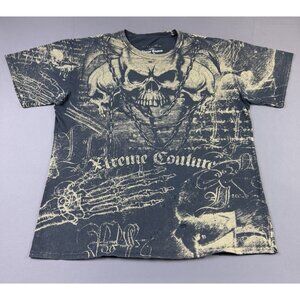 Rare Vintage Y2K Xtreme Couture AOP Skull Skeleton Chain MMA UFC Tattoo Graphic